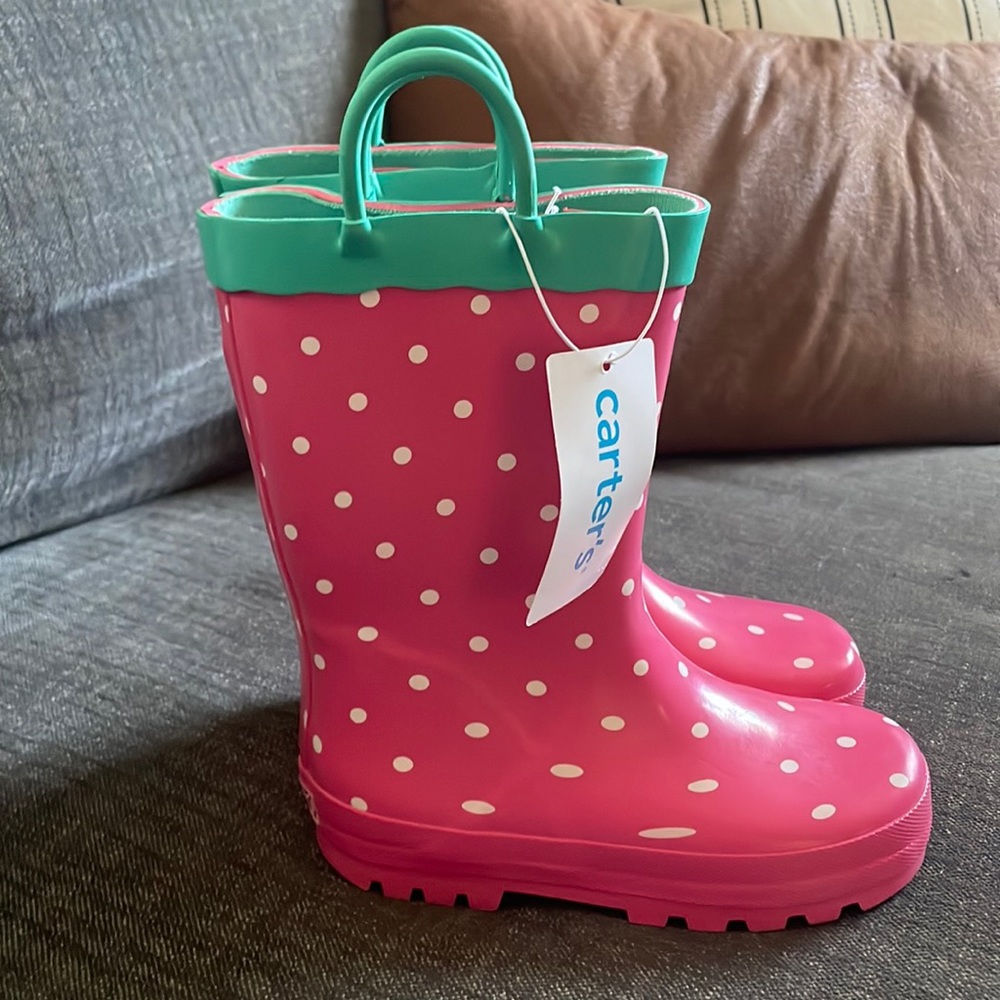 Waterproof wipe clean up her pull a closure rain boots for girls